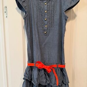 Gymboree Denim Blue Dress with Red Bow - Sz 10